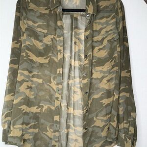 Sheer Camo Button Down Vintage Old Navy Lightweight Layering Shirt hot girl